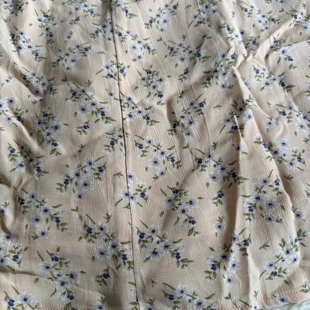 American Eagle Floral Smocked Back Babydoll Top Pink Purple Boho NWT Size L - Picture 2 of 16